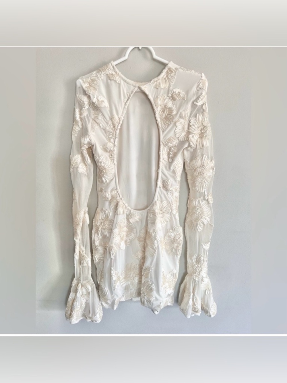 Rotate Birger Christensen Rosita Cut Out Floral Mesh Mini Dress White Size 8 - Picture 5 of 8